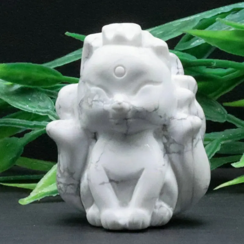 

1,5 дюймов 44 г минеральный камень Howlite резьба Милая лиса ремесло Исцеление Рейки домашняя фотостатуя подарок