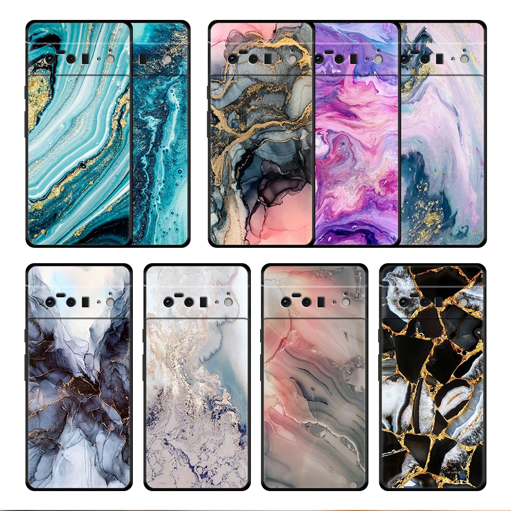 

Colorfull Marble Case Cover for Google Pixel 6 6Pro 5a 4a 3 4 XL 5 Pro 4G 5G 4XL Casing Trend Armor Official TPU Style Soft