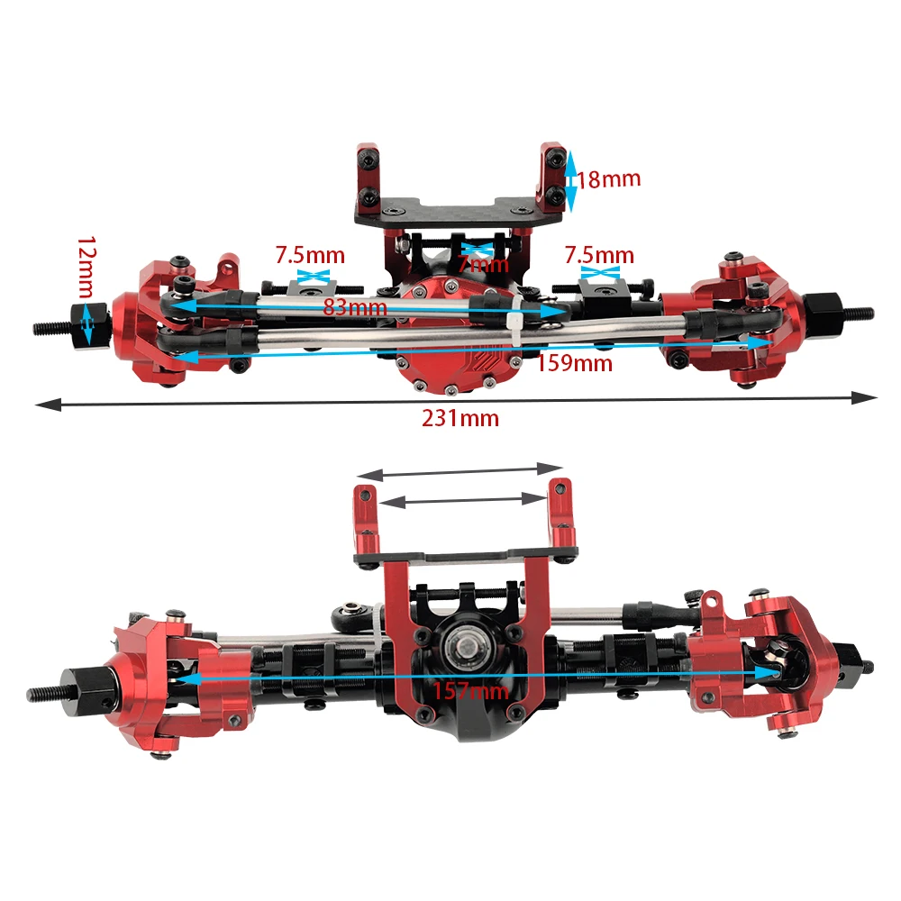 1/10 Aluminum Alloy SCX10 II 90047 90046 AX90060 Front And Rear Axle Model Accessories enlarge