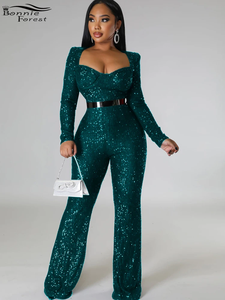 

Женский комбинезон с длинными рукавами, блестками и чашечками