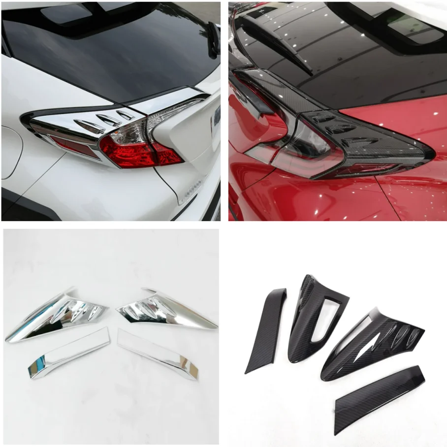 

For Toyota C-HR CHR 2017 - 2020 Exterior Accessories Carbon Fiber Look Rear Tail Lights Lamps Eyelid Eyebrow Stripes Cover Trim