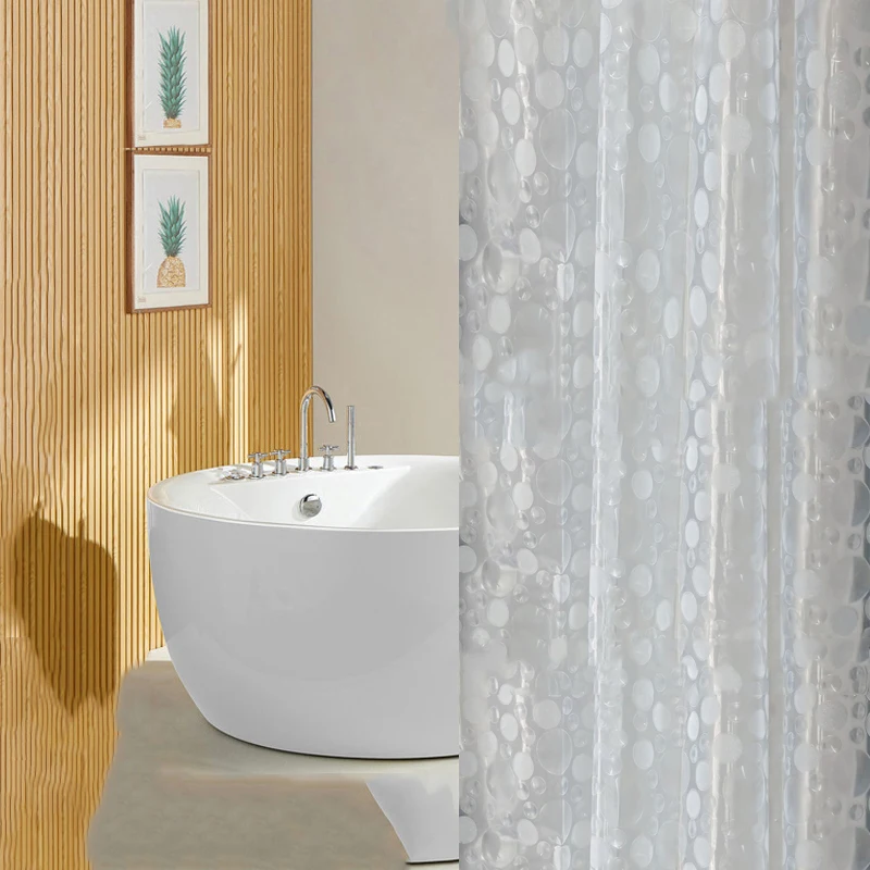 

Водонепроницаемая занавеска для душа из ПЭВА, занавеска для ванной комнаты с современным круглым принтом, полупрозрачная занавеска для ван...