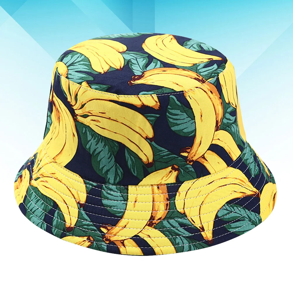 

Printing Fruit Fishing Hat Banana Bucket Hat Fashion Simple Summer Outdoor Double Sided Wide Brim Sun Hat
