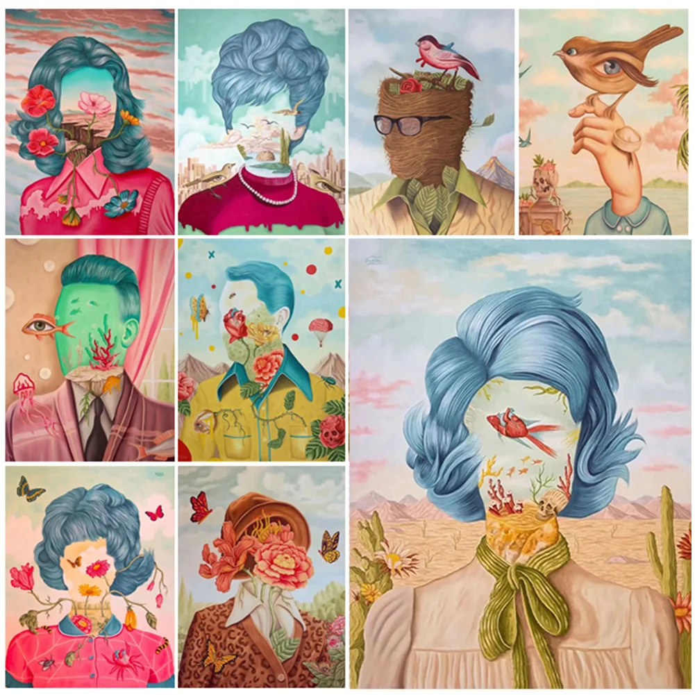 

5D DIY Diamond Painting Abstract Girl Boy Fish Flower Embroidery Cross Stitch Set Hand Inlaid Gifts Home Wall Art Decoration