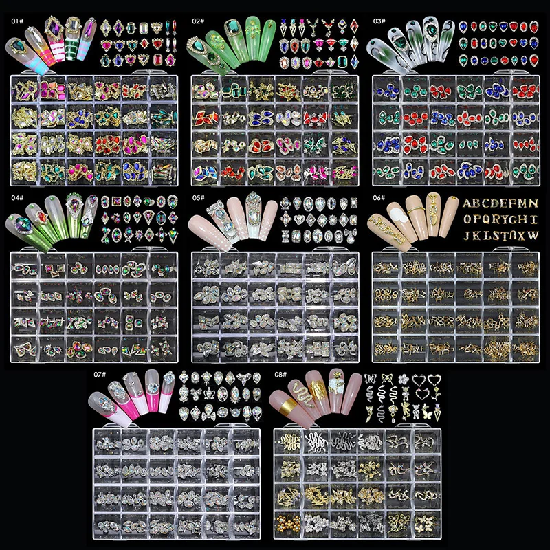 Luxury Kit Alloy Heart Nail Art Decorations AB Crystal Glass Gems Nail Rhinestones 3D Mixed Charms Nail Diamonds Accessories enlarge