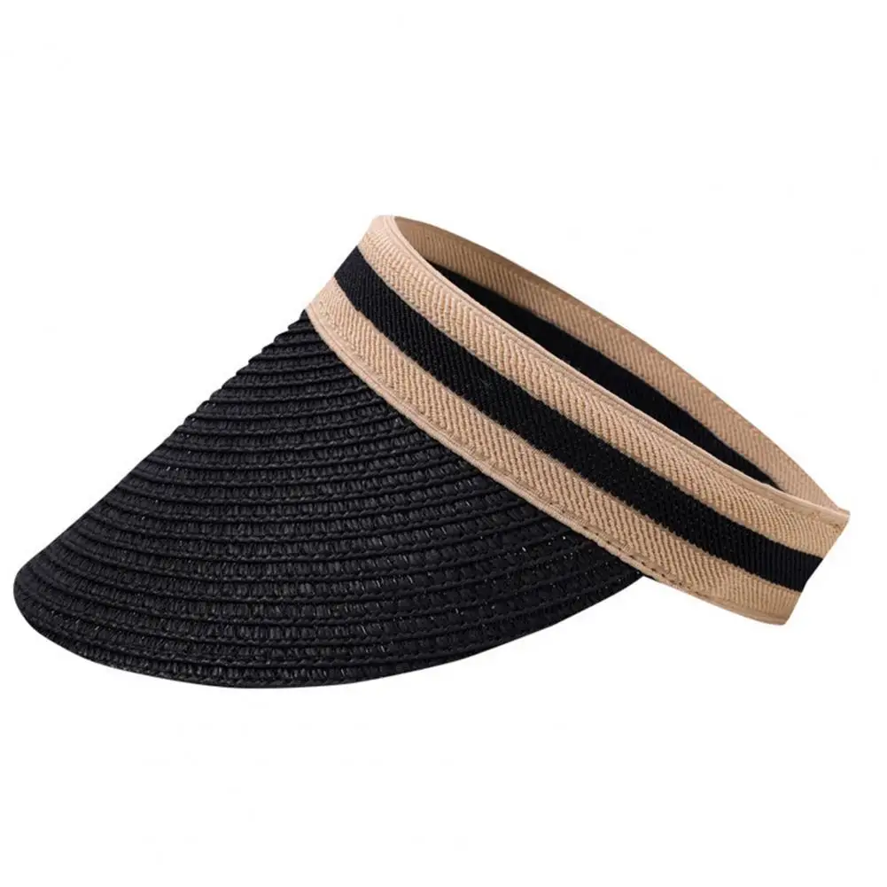 

Trendy Visor Cap Empty Top Lightweight Beach Hat Fashion Ladies Dress Up Straw Hat