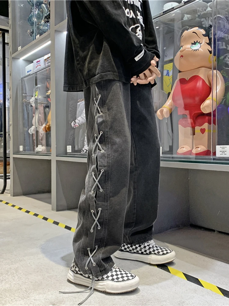 Four Seasons European and American Fashion Straight Loose Jeans High Street Y2k Men Jeans Trendy Streetwear Ins Hot Sale JEANS