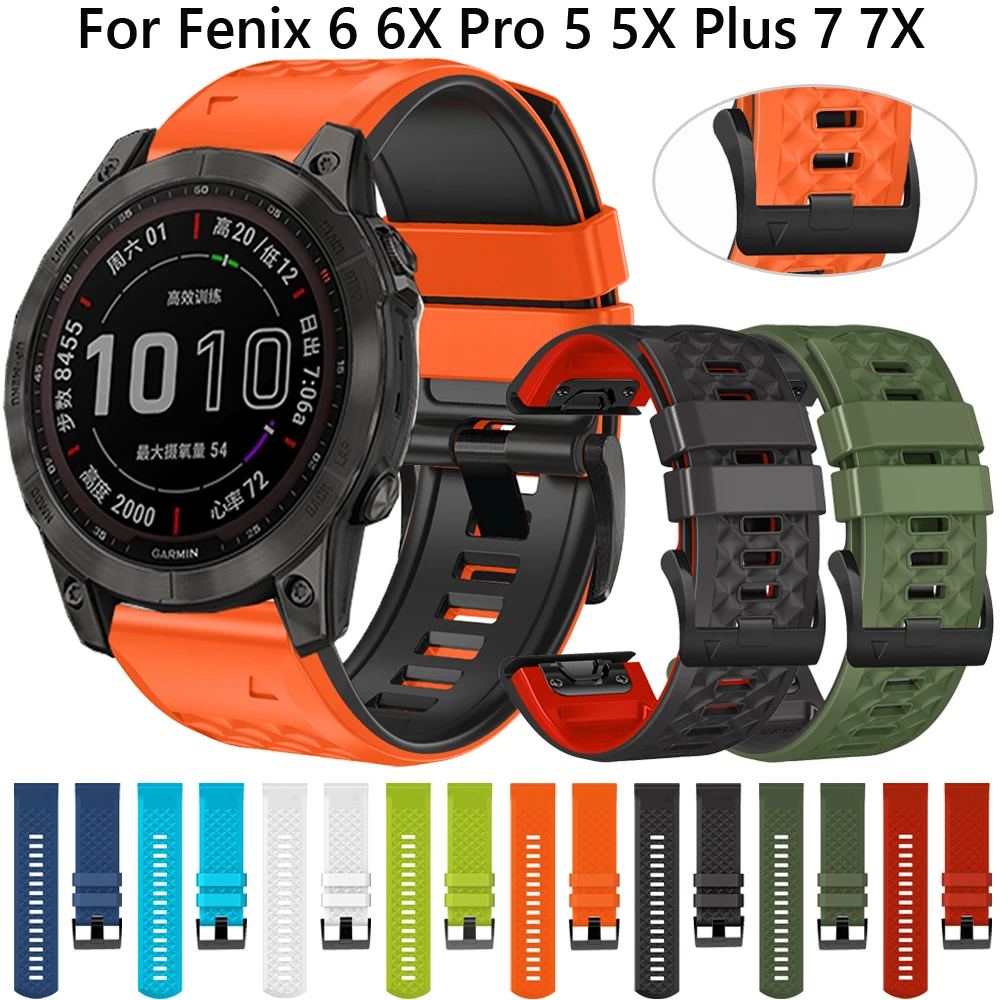 

22 26mm QuickFit Watchband For Garmin Fenix 6 6X Pro 5 5X 7 7X 3 3HR Smart Watch Strap Forerunner 955 945 Silicone Band Bracelet