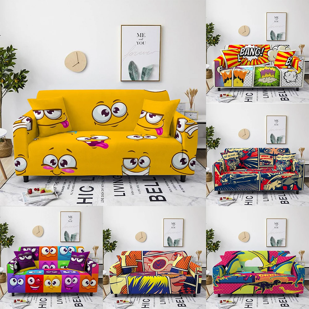 

Cartoon Elastic Sofa Cover for Living Room Sectional Armchair All Inclusive Stretch Couch Cover Nonslip Slipcover 1/2/3/4 Seater