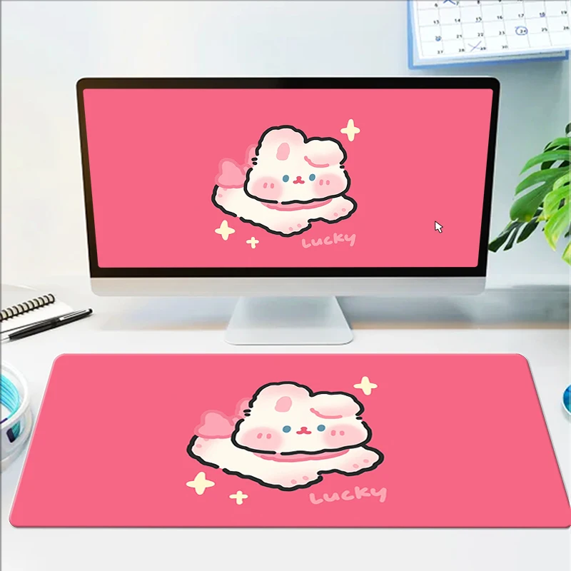 

Bunny Desk Mat Cute Rabbit Mause Pad Kawaii Gamer Keyboard Rubber Non-slip Mousepad Computer Desks Mats Mouse Gaming Accessories