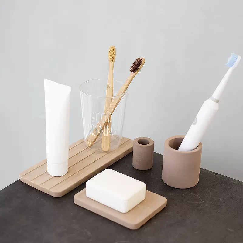 

NEW Diatomaceous Earth Absorbent Soap Dish Striped Soap Tray Toothbrush Holder Storage Rack Bathroom Accessories Supplies