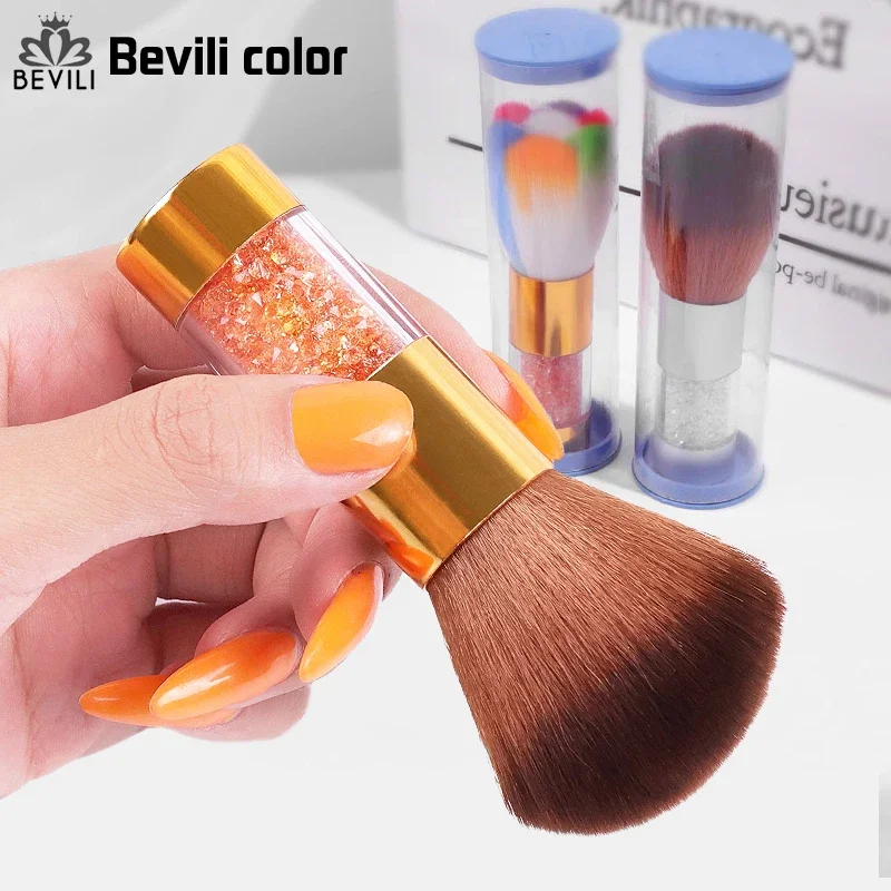 

Nail Cleaning Brush Nail Art Colorful Brush With Rhinestone Metal Handle Soft Clean Dust Powder Brush Manicure Pedicure Tool