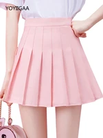 pink gothic women pleated skirts summer high waist female plaid mini skirt fashion casual ladies girls dance skirts tennis skirt