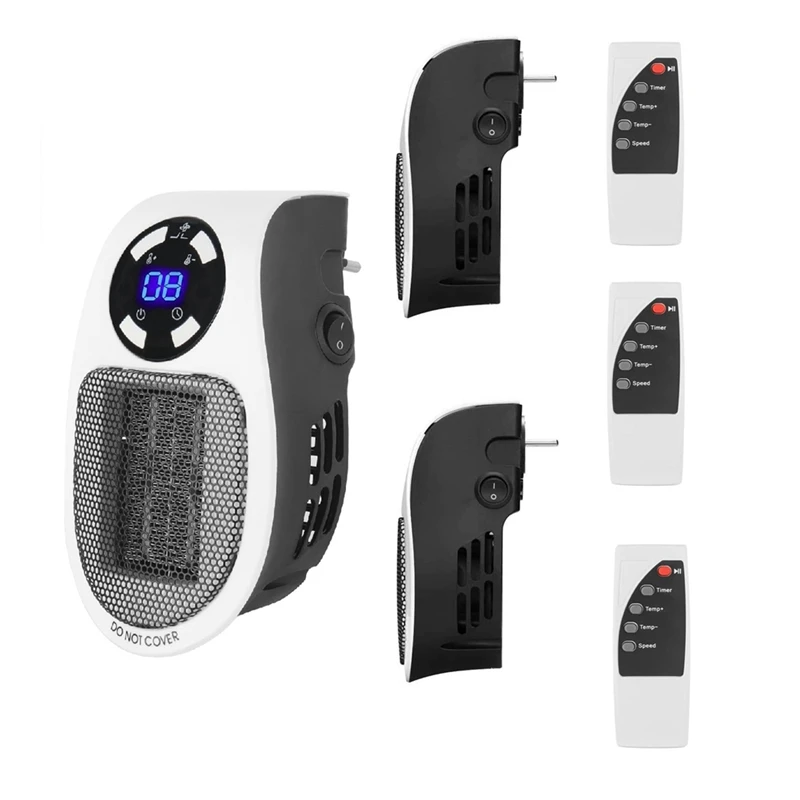 

3Pcs 500W PTC Ceramic Heater Portable Fan Heater Hot Fan Electric Heater Automatic Temperature Control Off, EU Plug