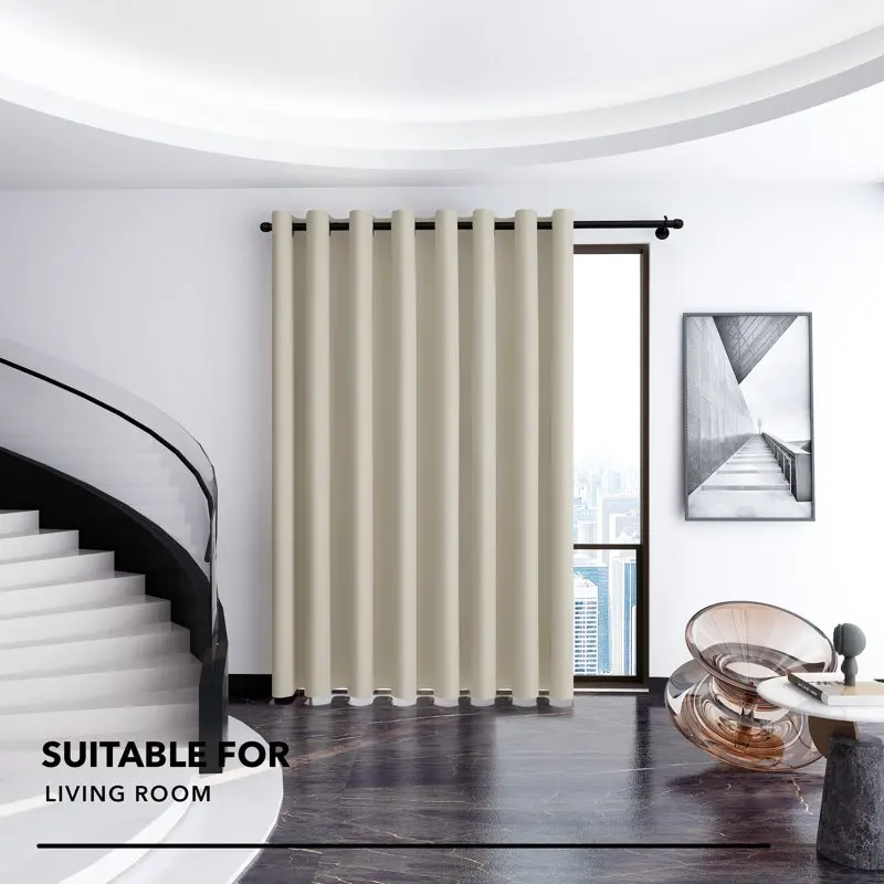 

Room Curtains 100x95 inch - Grommet Wide Width Window Drapes, Thermal Insulated Blackout Panel for Playroom (Light Beige, 1 Pane