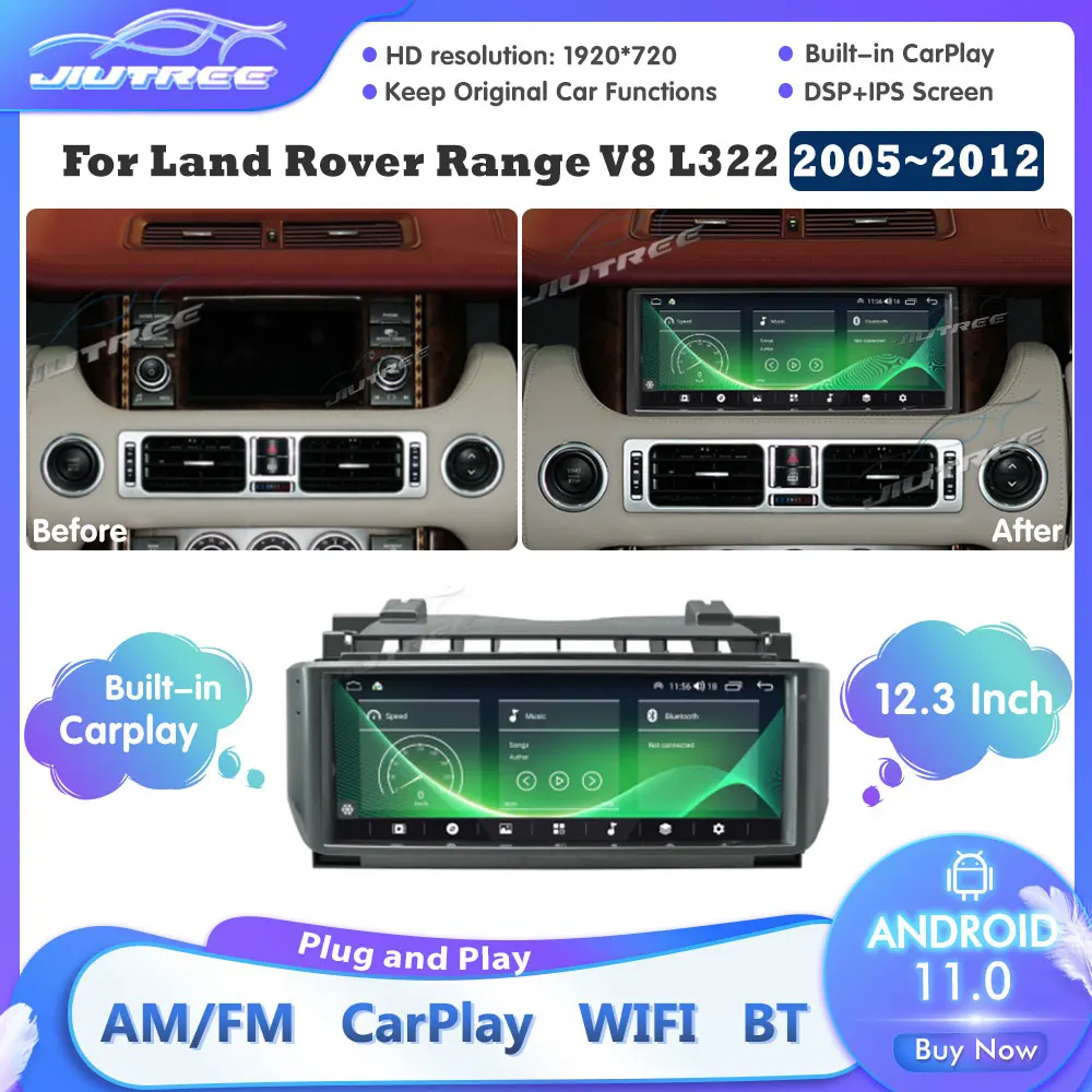 

Android 12.3Inch Multimedia Player Car Radio For Land Range Rover V8 L322 2005-2012 GPS Navigation 128G Wireless Carplay Stereo