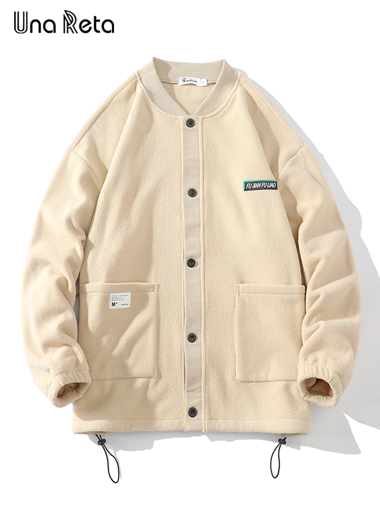 

Толстовка Una Reta, уличная одежда на осень и зиму, мужская одежда в стиле хип-хоп с круглым вырезом, пальто большого размера, однобортные толстовки Harajuku