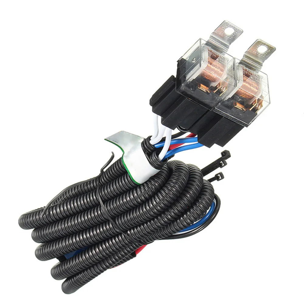 

2-Headlight H4 Headlamp Light Bulb Ceramic Socket Plugs Relay Wiring Harness Kit For 12v Vehicles Heavy Trucks Headlights
