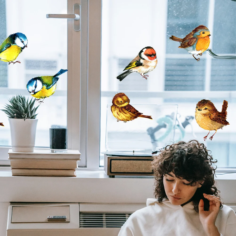 

6 Pcs Sticker DIY Static Window Cling Glass Clings Back Pet Release Film Alert Bird Decals Ornament