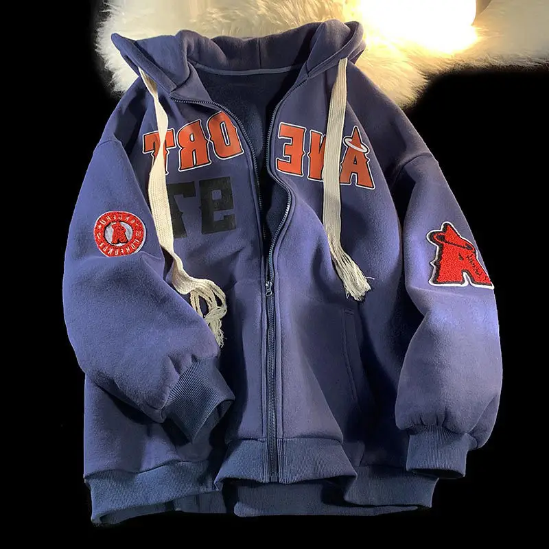 Vintage Letter Print Zip Up Hoodie Women Jacket sweatshirt Oversized Casual Teens Clothes Hip Hop Streetwear 2022 New Korean |