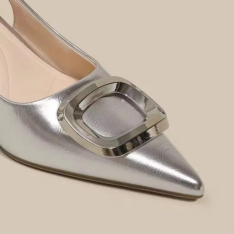 Женские сандалии Новинка лета 2024 остроносые повседневные на высоком каблуке