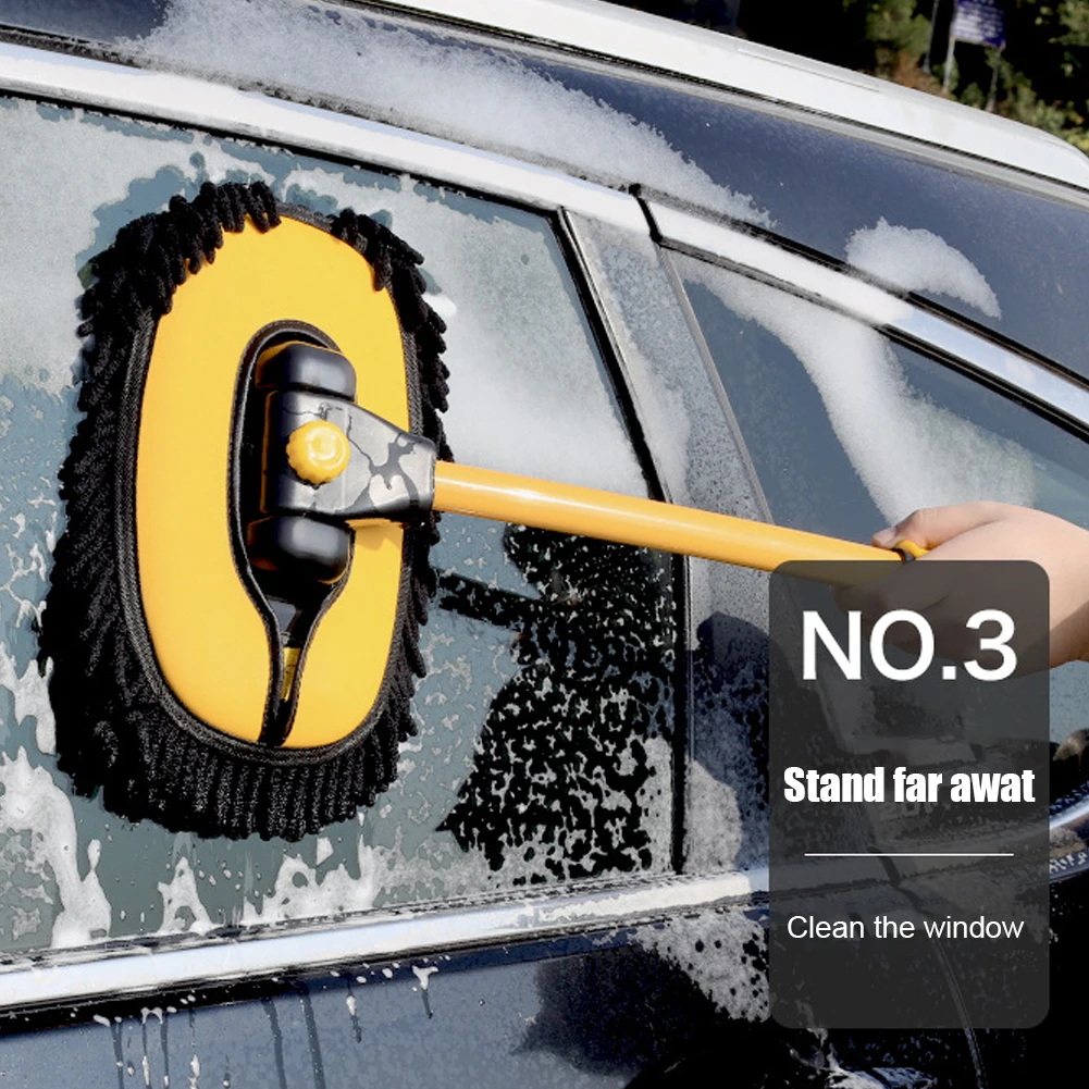

Car Cleaning Brush Telescopic Long Handle Cleaning Tool Car Wash Mop Non-Scratch Chenille Broom Car Wash Brush for Roof Window