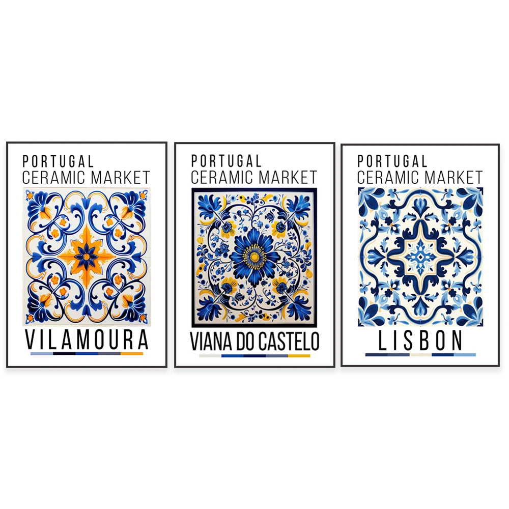 Плакат на португальский керамический рынок Viana do Castelo лиссабонское Искусство