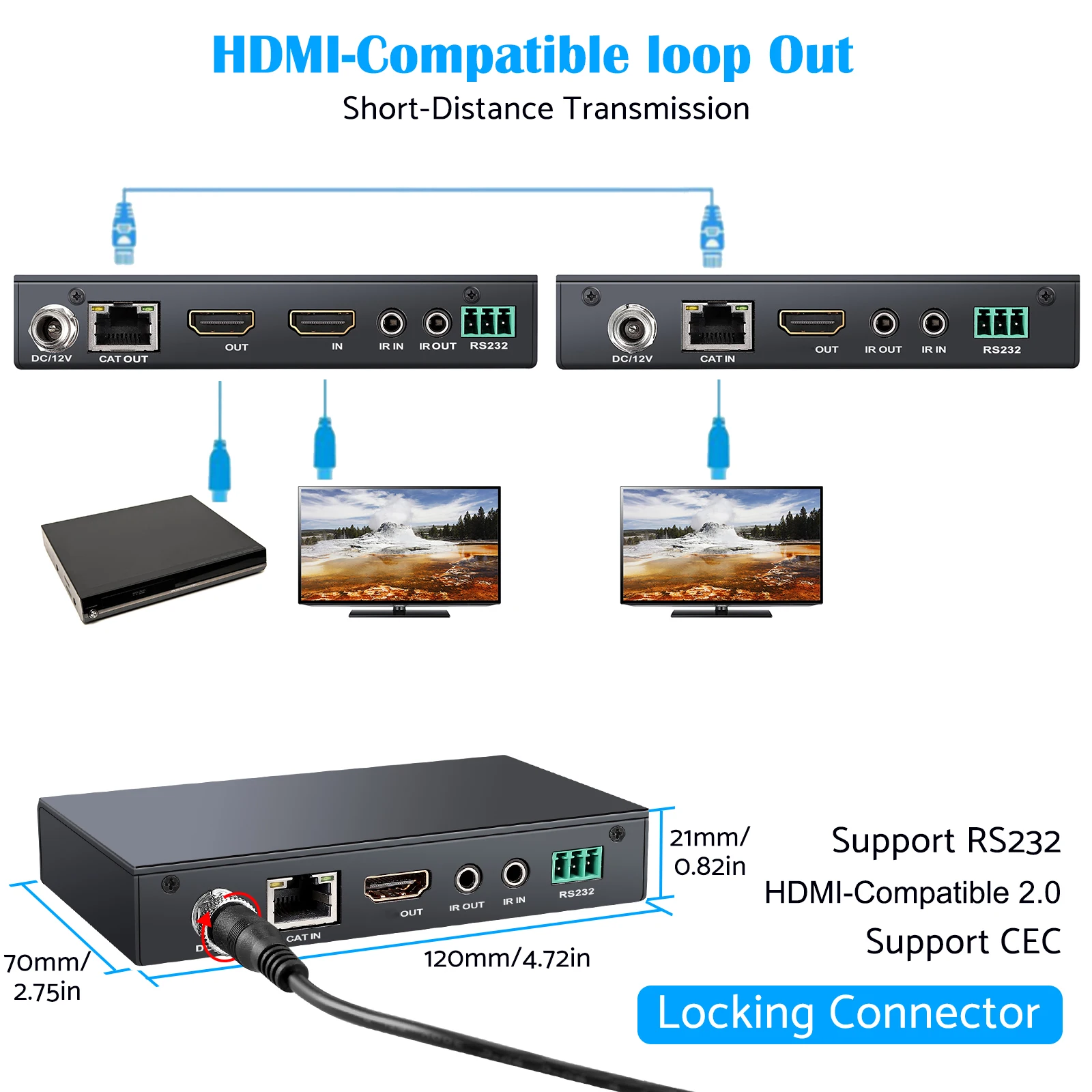 PROZOR 4K HDMI-совместимый 2 0 удлинитель через один RJ45 Cat 6 Ethernet кабель до 50 м @ 60 Гц