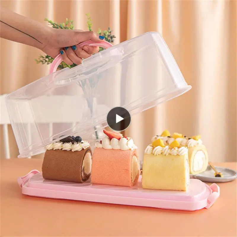 

High Quality Toast Basket Rectangular Pastry Cake Roll Box Multifunctional Transparent Storage Box Kitchen Accessories Reusable