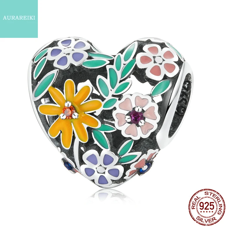 

AURAREIKI оригинальный весенне-летний цветок Любовь браслет бусины 925 Стерлинговое Серебро дизайнерские руки для изготовления ювелирных издел...