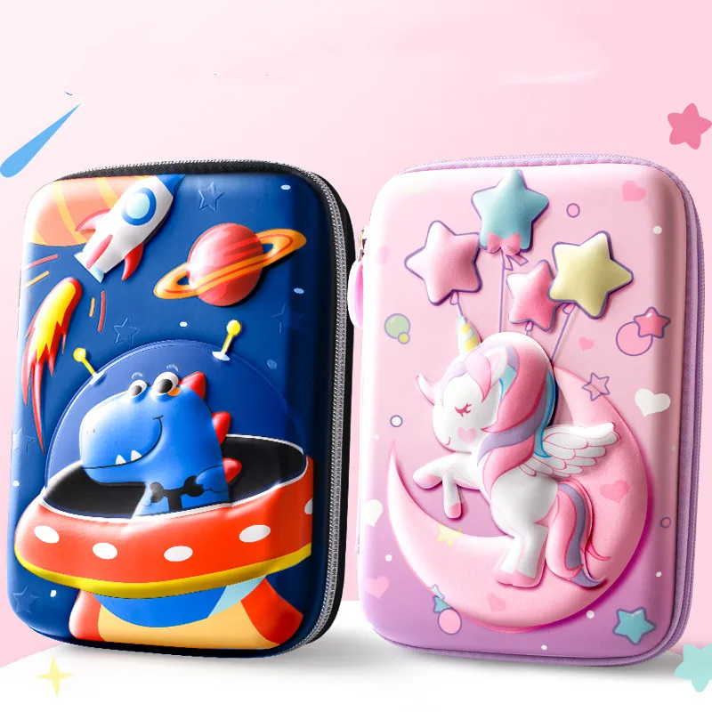 3D Unicorn Pencil Case Waterproof EVA Cute Cartoon Stationery Box Pencil Box Student Pen Case girls School Supplies