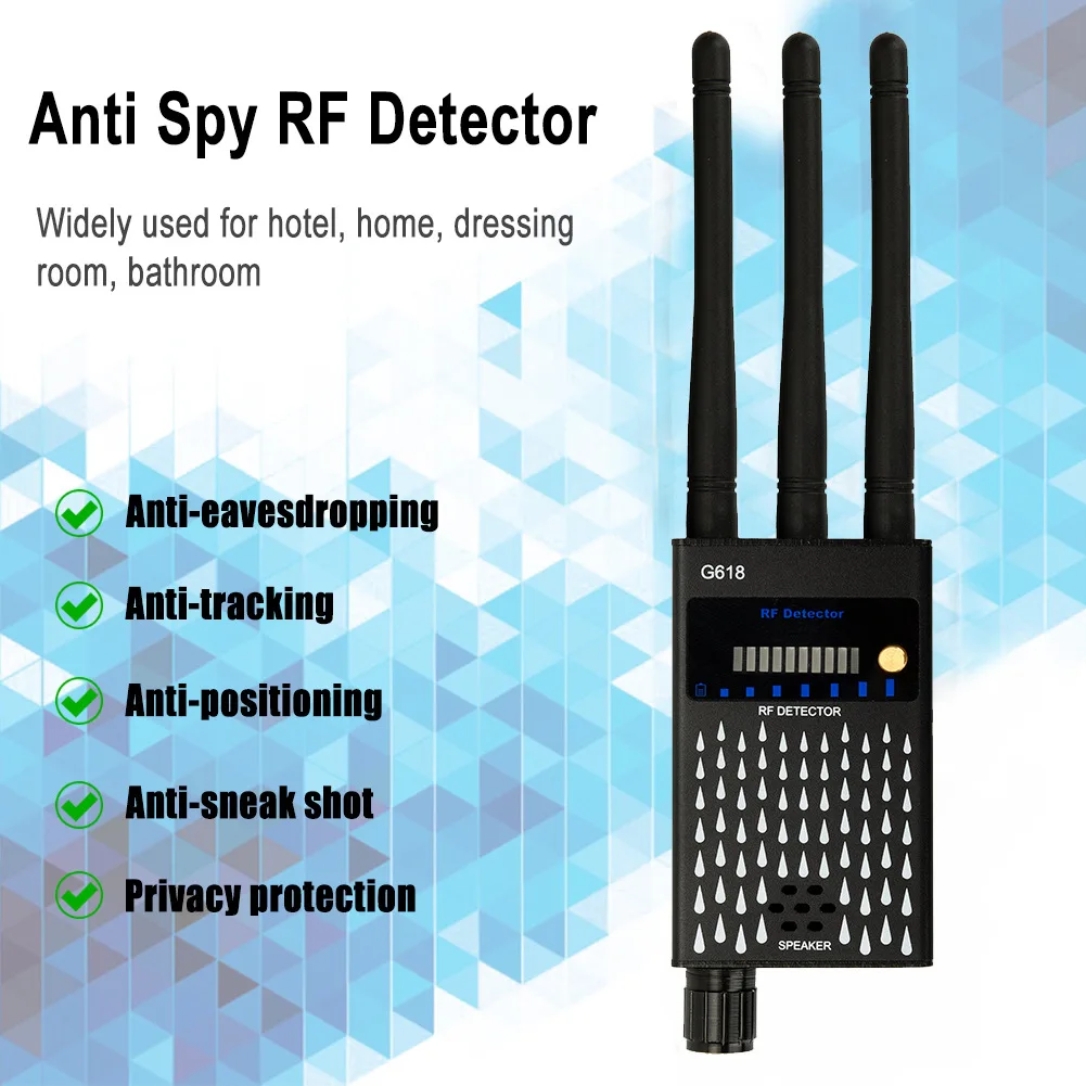 Anti Spy RF Detector Anti-eavesdrop Portable WIFI Hidden Camera Finder Radio Wave Signal Detect Full Range GSM Device Finder