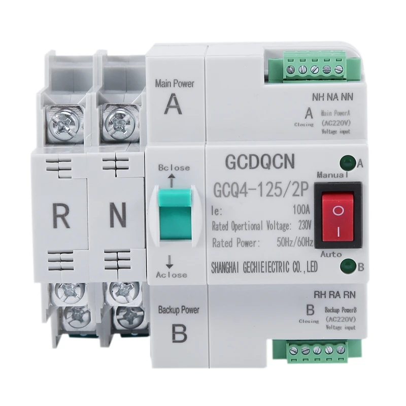 

Dual-Power Automatic Transfer Switch 2P 100A Household 35Mm Rail Installation