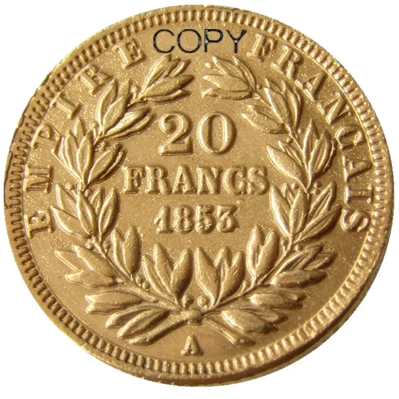 

Франция, Наполеон III, 20 франков, 1853A-1854A, позолоченные копировальные монеты
