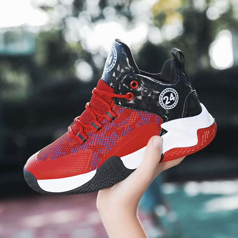 Summer Breathable Boy Basketball Sneakers Comfortable Anti-Shock Kids Basketball Shoes Rubber Anti-slip Children's Sports Shoes