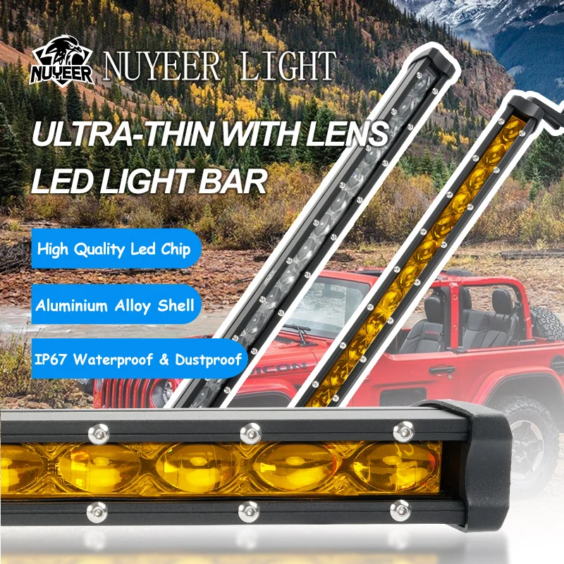 Тонкая фотолампа Однорядная лампа для внедорожника 14/20/32/40 дюймов 12 В/24 В