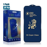 25pcs premium lion king esd anti dust tempered glass full glue hd super screen protector for iphone 14 13 12 11 pro max x xs xr