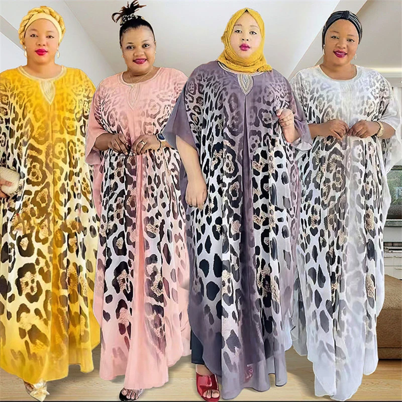 

Fashion Leopard Print African Dresses for Women Looe Kaftan Dubai Abaya Muslim Dress Maxi Dashiki Moroccan Gown Caftan Arab Robe