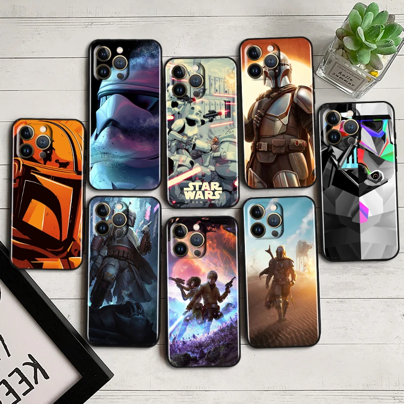 

Star Wars Super Heroes Black Phone Case For iPhone 14 13 12 Mini 11 XS Pro Max X XR 8 7 6 Plus 5 SE 2020 Soft Cover Shell Capa
