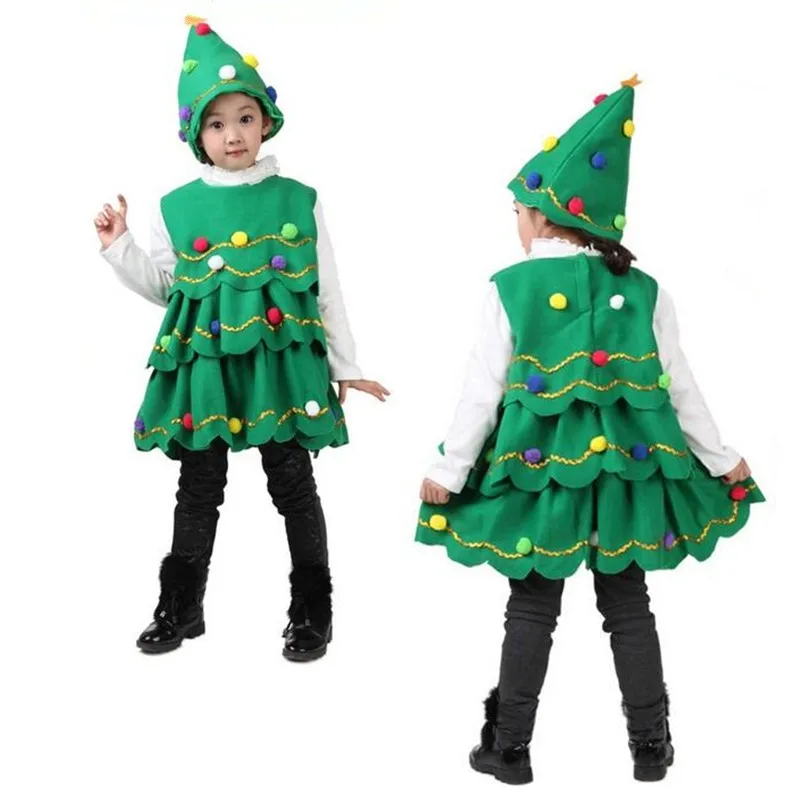 

Kids Baby Girl Christmas Tree Cosplay Halloween Costume Leeveless Dress Cartoon Children Party Cosplay Costume for Kids