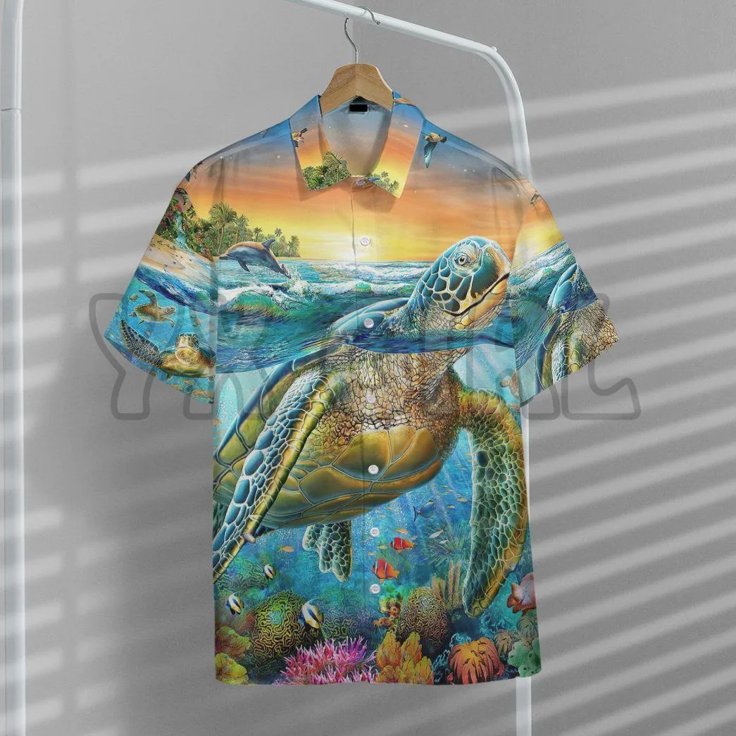 

Summer Shirts sea turtle 3D All Over Printed Hawaiian Shirt Men's For Women's Harajuku Casual Shirt Unisex