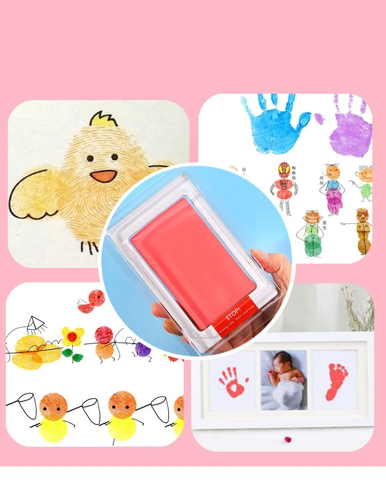 

Baby Care Non-Toxic Baby Handprint Footprint Imprint Kit Baby Souvenirs Newborn Footprint Ink Pad Infant Tooth Mini Box Gifts