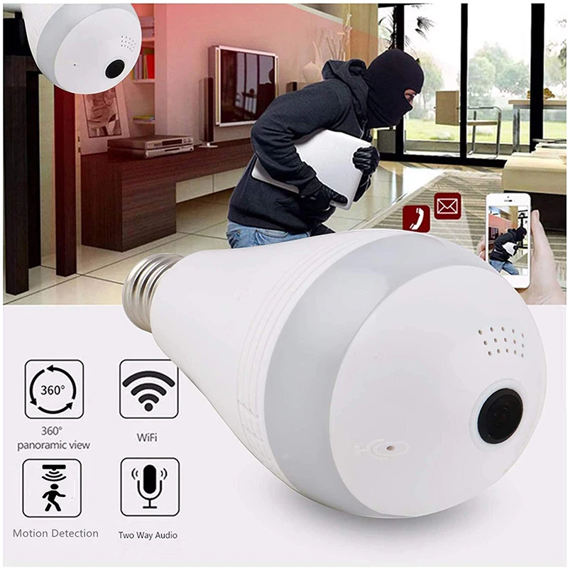 

2MP 1080P V380/iCsee APP 360Degree Fish Eyes Lens Panoramic View VR IP Camera E27 Lamp Head Intercom Home Security Baby Monitor