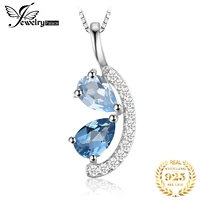 jewelrypalace natural sky london blue topaz 925 sterling silver pendant necklace for woman fashion gemstone choker without chain