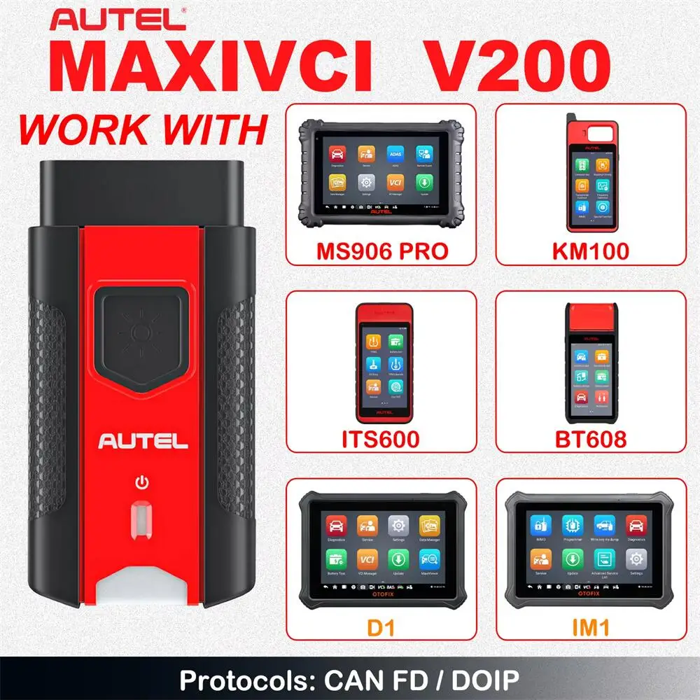 

Разъем Bluetooth Autel MaxiVCI V200, интерфейс связи с автомобилем, Поддержка CAN FD, совместим с Autel KM100 / MS906Pro