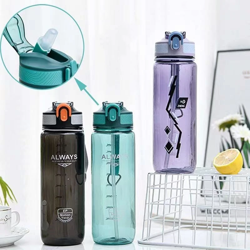 

Portable Water Cup Large Capacity Sports Water Bottle with Straw Outdoor Plastic Transparent BPA Free Bottle for Men Drinkware