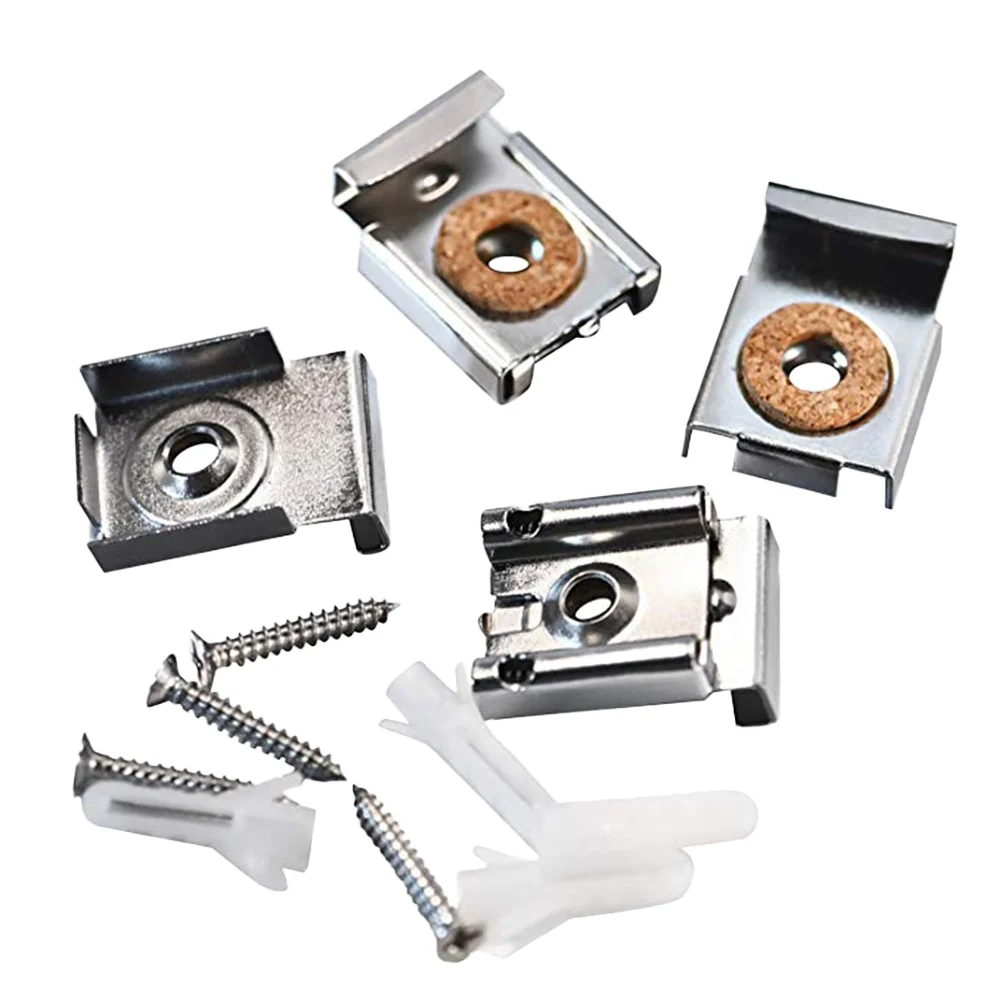 

4pcs Mirror Hanger Clips Stainless Steel Loaded Accessories for Paintings Plaques Hanging Pictures