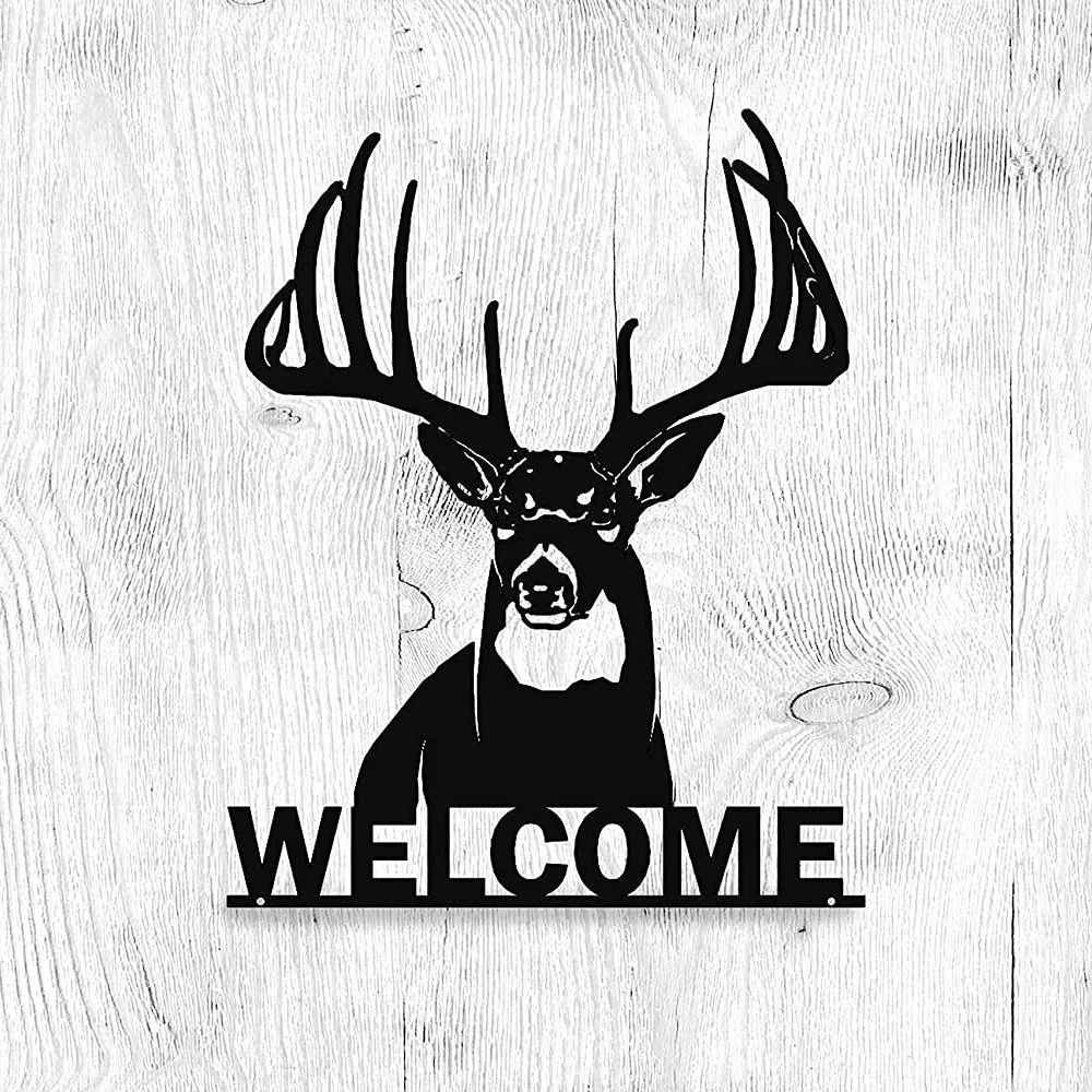 Whitetail Deer Buck Металлическая Настенная Вывеска Железный Художественный Силуэт