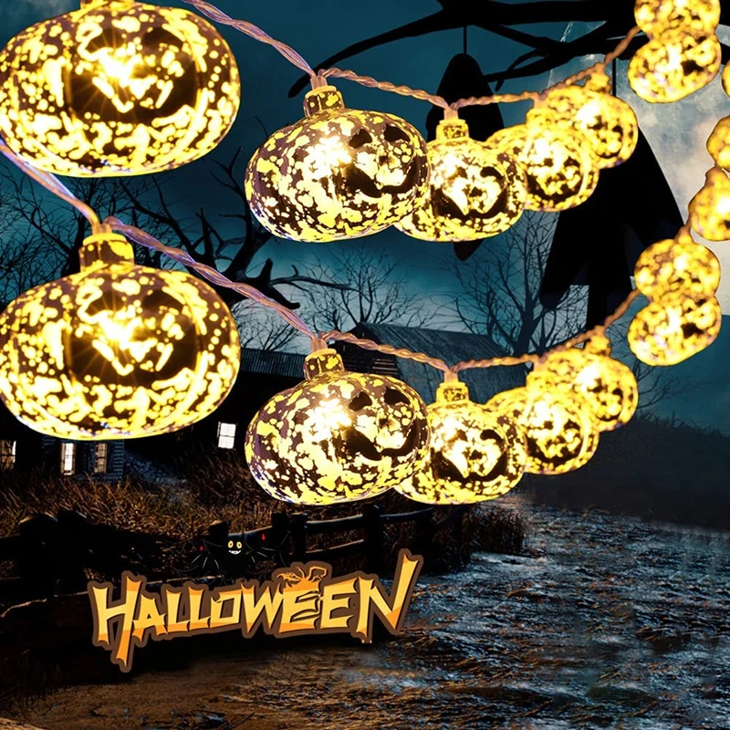 

30 LEDs Outdoor String Lights Gold-plated Jack-o-lantern Christmas Halloween Ghost Festival Decor Lights Waterproof String Light