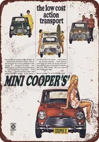1969 mini cooper vintage look reproduction metal sign decoracion hogar rustico elf bar